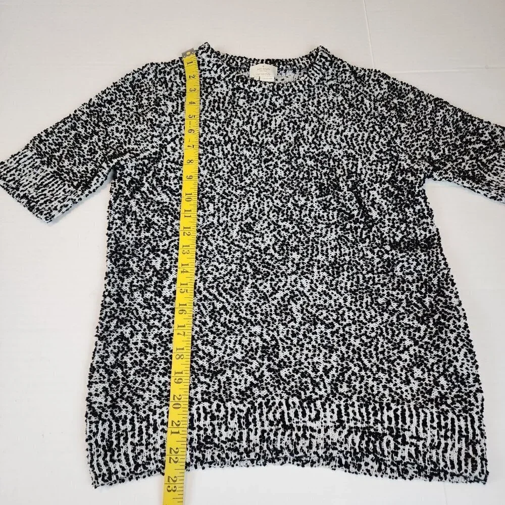 Kate Spade New York sz S women knit short sleeve shirt sweater black white